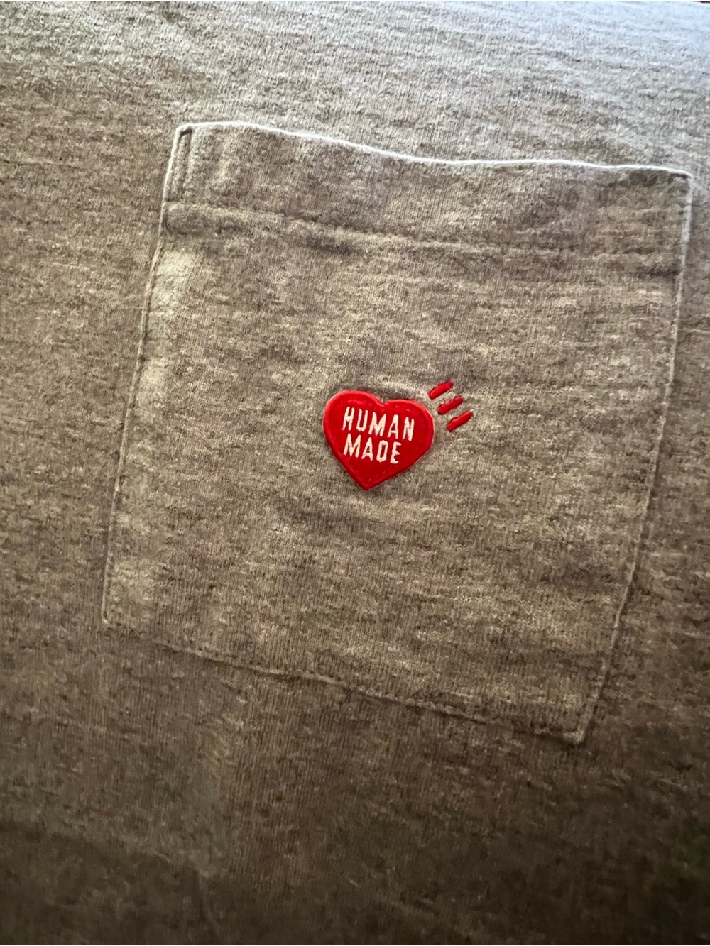Human Made heather gray Pocket Tee with Red Heart Patch